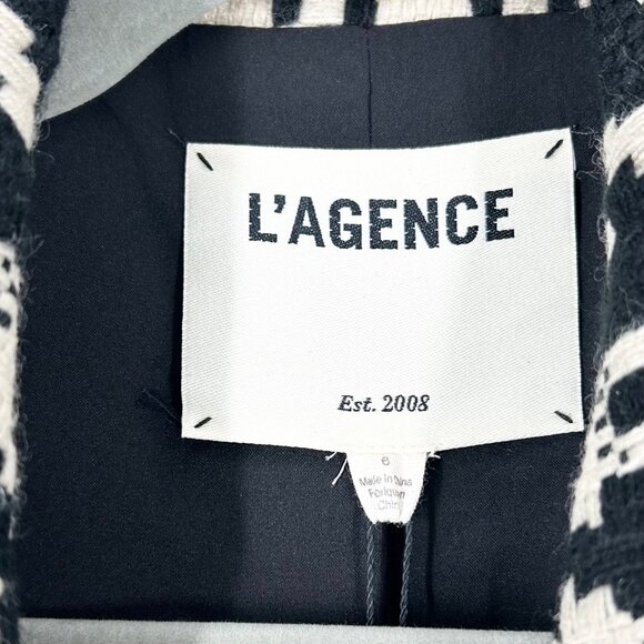 NWT L'Agence Inez Cropped Blazer Jacket in Light Camel/Black Houndstooth Size 6 - Picture 7 of 10